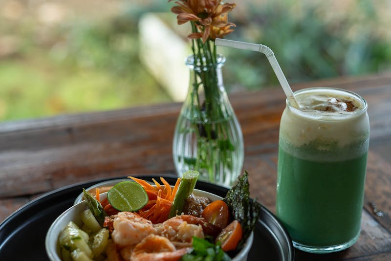 diet meal with drinks